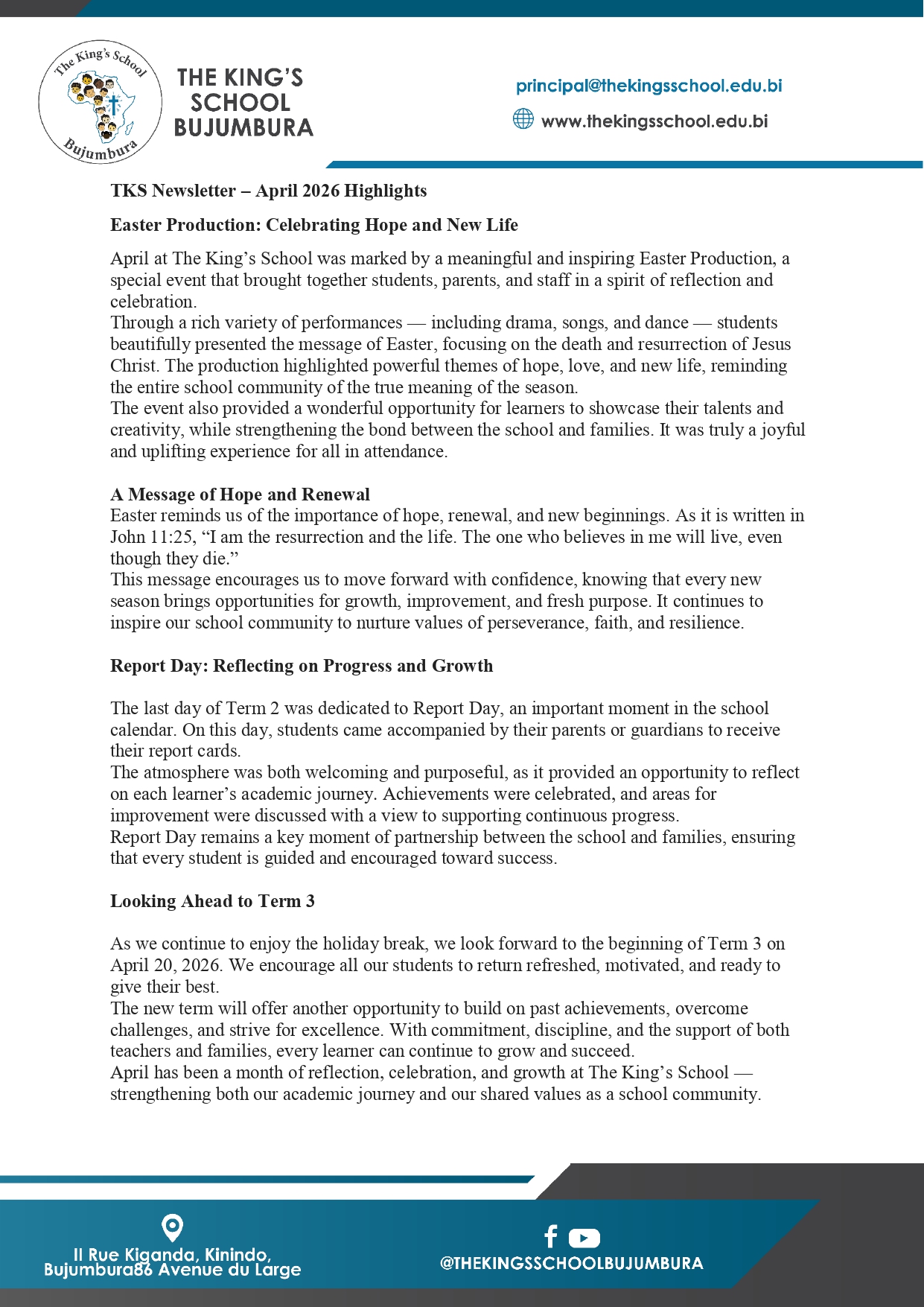 April - 2026 Newsletter